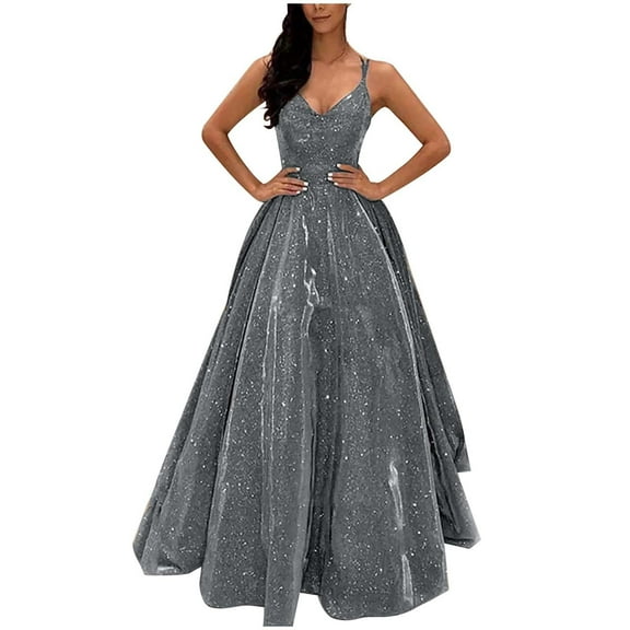 Women's Elegant Strapless Shiny A-Line Evening Gown Formal Party Dress Slim Fit Fashionable Floor Length