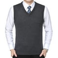 thumbnail image 2 of JTieacloth Sleeveless Sweater Vest Men's Thickened Comfort Classic Business Sleeveless Casual Plush Vest Vest V Neck Knitted Thickened(Gray), 2 of 4