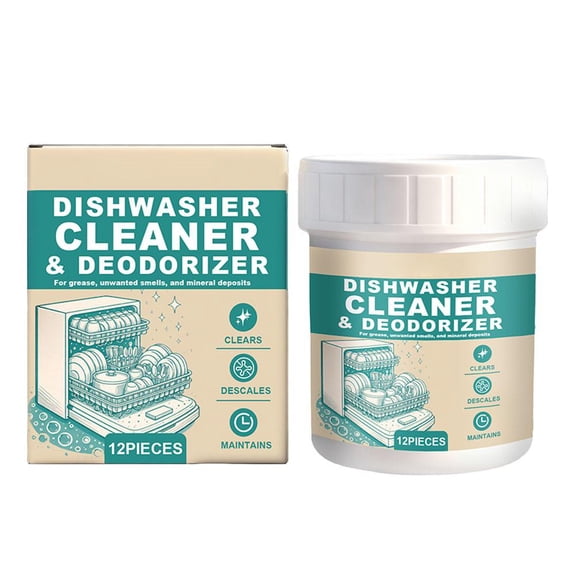 Dishwasher Cleaning Tablet with Citric Acid Formula for Stain Removal and Freshness, 12-Pack