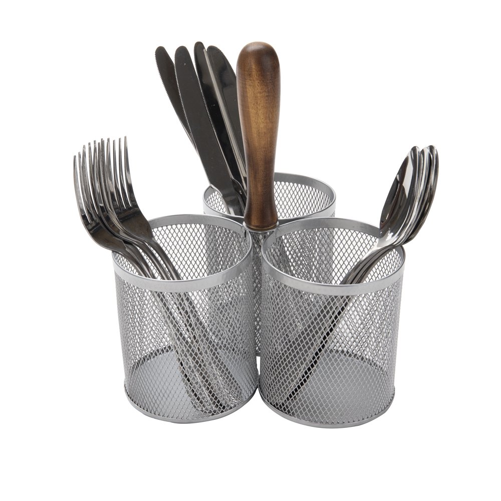 Mind Reader 3 Section Mesh Cutlery Caddy, Silverware, Flatware