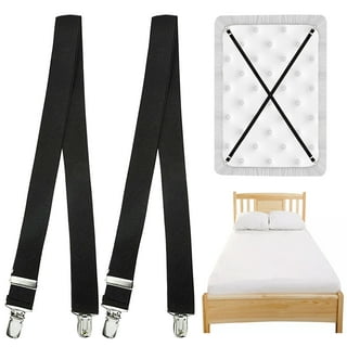 TSV 4Pcs Bed Sheet Suspenders, Adjustable Bedding Holder Straps Strong  Elastic Fasteners for Mattress Sofa Couch, White 