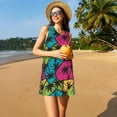 thumbnail image 3 of Logiee Hawaii Palms Print Summer Dresses for Women,Beach Sleeveless Flowy Pocket Tshirt Tank Sundresses,Women's Sleeveless Dress, 3 of 7