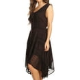 thumbnail image 3 of Sakkas Sundara Stonewashed Rayon Embroidered Mid Length Dress - Chocolate - 1X/2X, 3 of 5