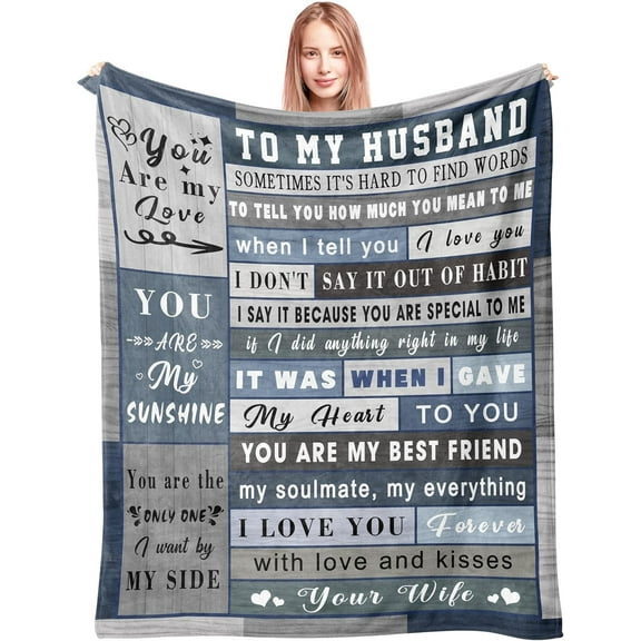 Gifts for Husband Fathers Day Blanket from Wife - Wedding Anniversary Christmas Birthday Gift for Husband - Ultra Soft Plush Throw Present Ideas for Him - 60"x50"