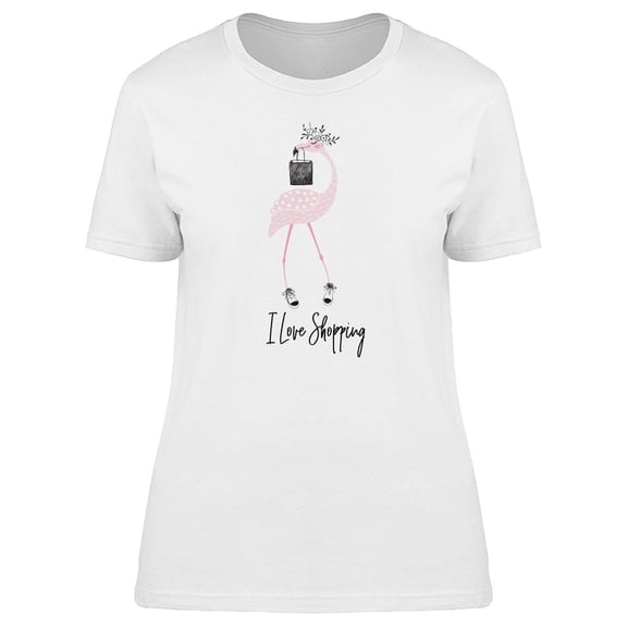 I Love Shopping Lovely Flamingo T-Shirt Women -Image by Shutterstock, Female 3X-Large