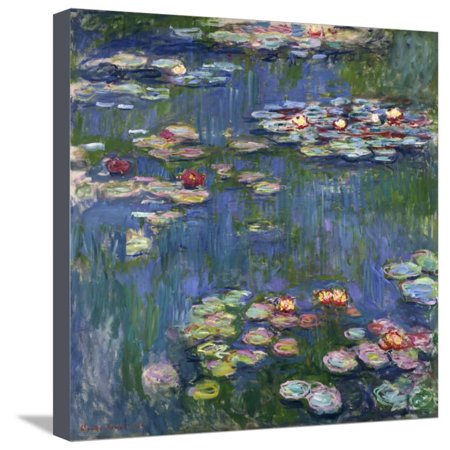 Floral Artists Paintings Water Lilies, 1916 Flowers Scenic Floral Stretched Canvas Print Wall Art By Claude Monet ()