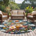 thumbnail image 4 of Round Rugs 5Ft, Boho Flower Round Area Rug Washable Indoor Throw Carpet, Retro Daisies Bohemia Floral Clouds Ethnic Soft Non Slip Circle Rug for Cabinet Bathroom Home Decor Aesthetic, 4 of 8