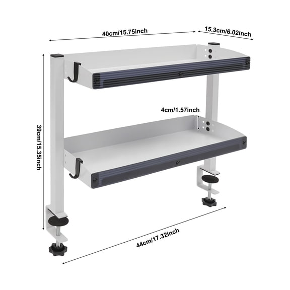 2-Tier Shelving with Adjustable Storage,White Storage Tray for Living Rooms