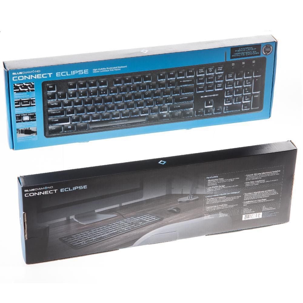 Clavier filaire rétroéclairé USB-A pour PC en français rétro-éclairé, noir