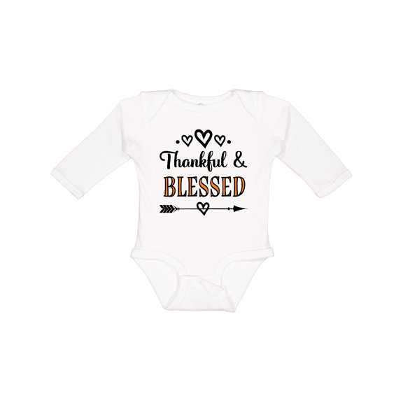 Inktastic Thanksgiving Greeting Thankful Blessed Girls Long Sleeve Baby Bodysuit