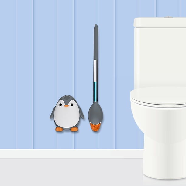 Fiudx Ofertas Flash Del Día Solo En Línea Escobilla De Inodoro Escobilla De Inodoro Con Juego Lindo Juego De Escobillas De Limpieza En forma De Pingüino Herramienta De Limpieza Para Inodoros De Carav