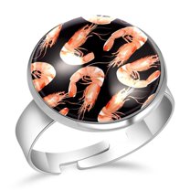 PhooArto Shrimp Sea Food Pattern Stainless Steel Rings for Women, Open Adjustable Ring Promise Ring Jewelry Gifts