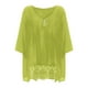 thumbnail image 5 of Blusa vintage con cuello en V y volantes de encaje para mujer - Top informal de manga 3/4 - Mezcla de algodón, lavable a mano/a máquina - Tallas M-XXXXXL, 5 of 6