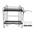 thumbnail image 1 of Wall Mounted Black Iron Toilet Storage Shelves with 2 Layers Grid and Hooks, 1 of 16