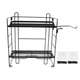 thumbnail image 1 of Estantes de almacenamiento para inodoro montados en la pared de hierro negro con ganchos, rejilla plegable de 2 capas, decoración del hogar, 1 of 10