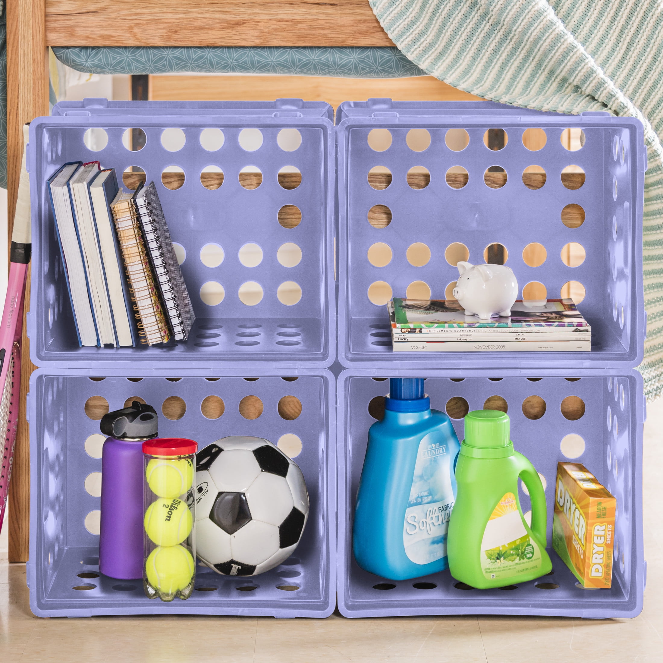 (6 pack) Sterilite File Crate Plastic, Spring Peri