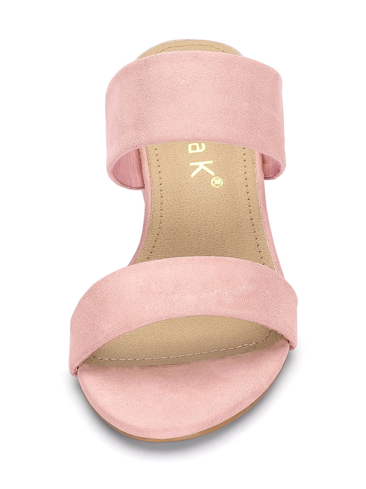 DARING DIVA Stylish Women's Block Heel Dual Straps Slide Sandals 9 Light Pink