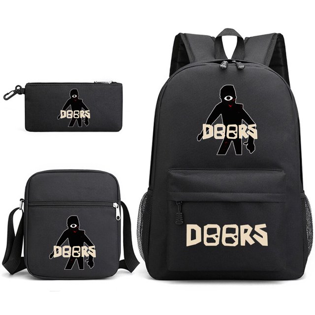 Roblox-mochila escolar de tres piezas estampada, mochila práctica transpirable, mochila de lona de gran capacidad, bolsa de mensajero, estuche de lápices