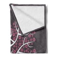 thumbnail image 2 of Tree Soft Flannel Fleece Throw Blanket, Seafoam Cage and a Bird Flowers for Leaves Nature Freedom Theme, Cozy Plush for Indoor and Outdoor Use, 50" x 60", Grey Pink Pale Grey, by Ambesonne, 2 of 5