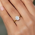 thumbnail image 3 of Gem Stone King 18K Yellow Gold Plated Silver White Moissanite 3 Stone Ring for Women (3.03 Cttw, Oval 10X8MM, Gemstone Birthstone, Size 5), 3 of 4