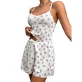thumbnail image 2 of Musuos Women Summer 2 Pieces Sleepwear Suits Floral Print Lace Trim Camisoles Tank Tops and Elastic Shorts Pajamas Set, 2 of 8