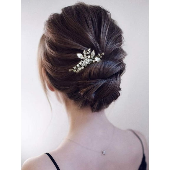 Bride Silver Wedding Hair Comb Leaf Bridal Side Comb Sparkly Crystal Hair Piece Rhinestone Hair Accessorie for Women and Girls (A-Silver)