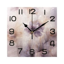 Wall Clock Square Silent Non-Ticking Flowers Purple Retro Battery Operated Clock 7.78 inch Home Kitchen Office Decoration