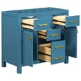 thumbnail image 4 of Dasun 36" Bathroon Vanity without, Modern Freestanding Single Bathroom Cabinet with 4 Drawers & 2 Cabinets,Storage Cabinet for Bathroom, Solid Wood Frame Vanity Only, Blue (NOT INCLUDE SINK), 4 of 8