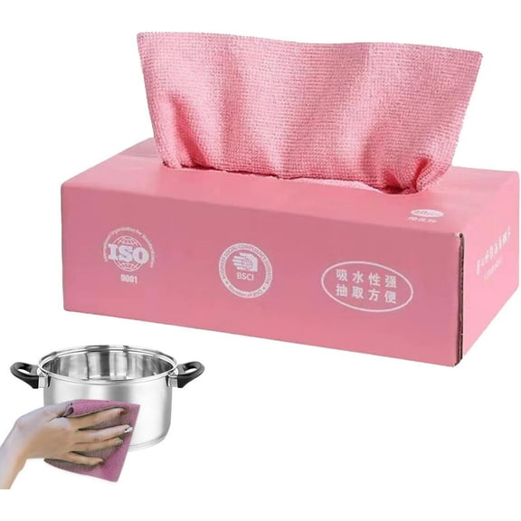2025 Disposable Dishcloths Dishwashing Pack, 20 Pcs Microfiber Dishcloths Dishwashing Clean Towel, Disposable Dish Rags for Washing Dishes In Cleaning,Wet & Dry Furniture Polish Wipes Pink