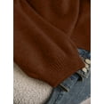thumbnail image 4 of Womens Sweater Long Puff Sleeve V Neck Cardigan Lightweight Fashion Knit Tops Brown S, 4 of 5