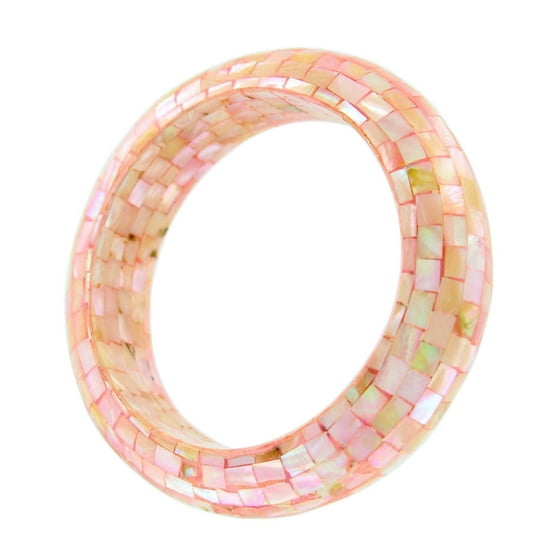 Chunky Natural Pink Mother of Pearl Mosaic Bangle Bracelet - Walmart.com