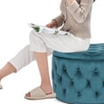 thumbnail image 3 of Homebeez Round Storage Ottoman Button Tufted Footrest Stool Coffee Table Children Sofa Stool,Blue, 3 of 7