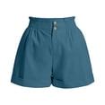 thumbnail image 5 of Sokhug Casual Shorts for Women High Waisted Ruffle Summer Elastic Waist Double Button Cuffed Hem with Side Pockets Daily Shorts, 5 of 8
