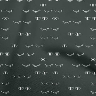 oneOone Cotton Cambric Dark Gray Fabric Eye Print Craft Projects Decor Fabric Printed By The Yard 42 Inch Wide