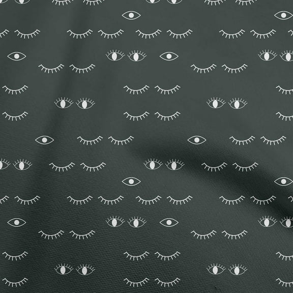 oneOone Rayon Dark Gray Fabric Eye Print Sewing Fabric By The Yard Printed Diy Clothing Sewing Supplies 56 Inch Wide