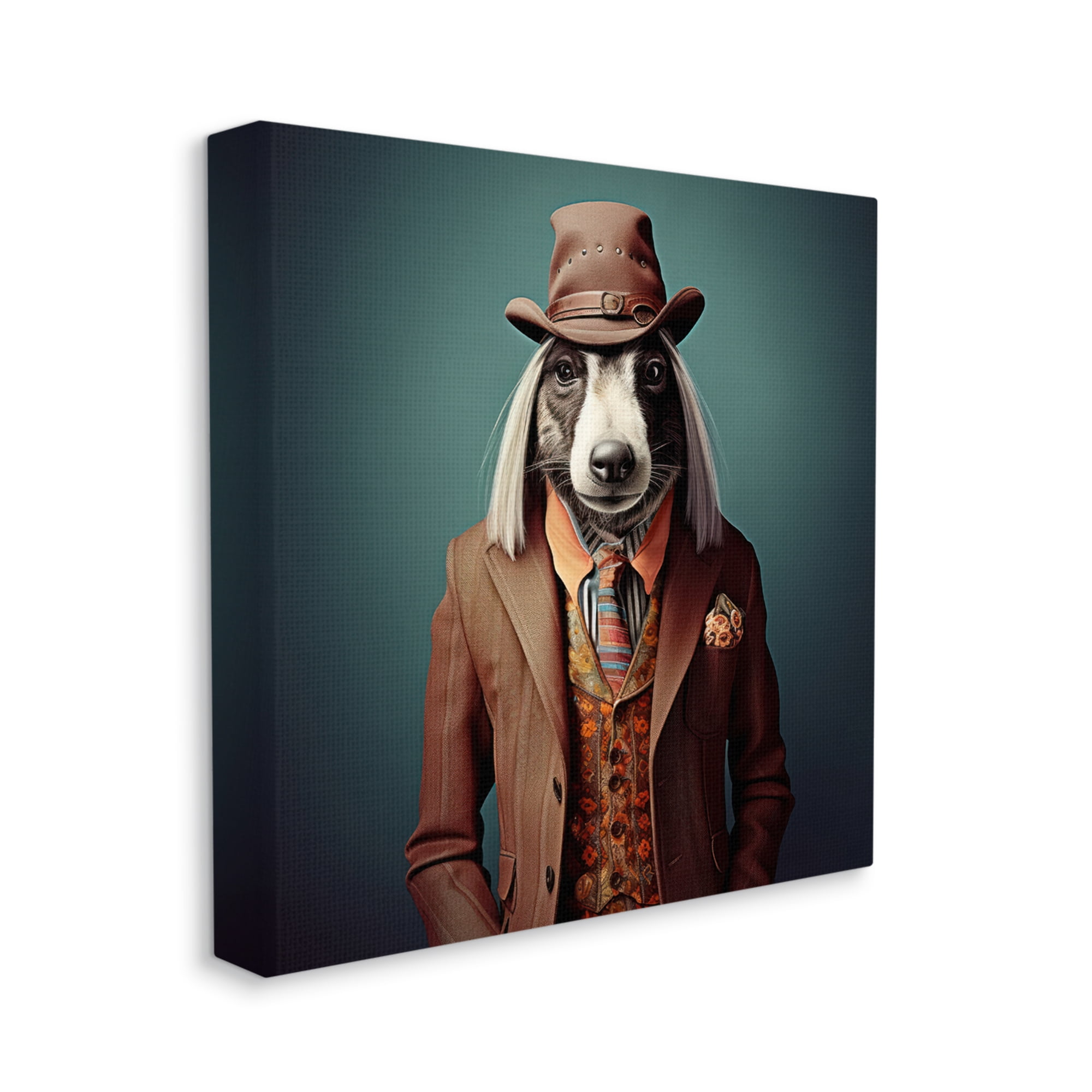 Stupell Industries Vintage Fashion Dog Animals & Insects Painting Gallery Wrapped Canvas Art Print Wall Art, 17 x 17