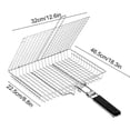 thumbnail image 2 of Leodye 1PCS Stainless Steel Outdoor Folding Grilling Net with Handle Fish Sausage Clip Barbecue Rack for Camping Picnic and BBQ -18.31x12.60x1.57in, 2 of 3