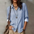 thumbnail image 2 of Kaemgyyd Summer Tops for Women Striped Button down Dress Shirts 3/4 Sleeve Casual Collared Office Work Blouses with Pocket, 2 of 7