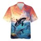 thumbnail image 2 of Camisa hawaiana con estampado 3D de ballena asesina para hombre, blusas con estampado de animales de ballenas azules, camisetas Aloha unisex, blusas cómodas de manga corta, 2 of 5