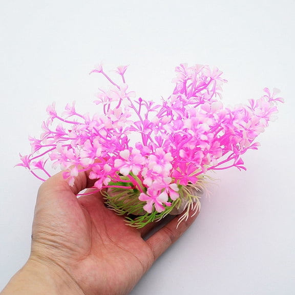 Raindrops Artificial Aquarium Grass Fish Tank Ornament for Aquarium Decor with Pink Resin 1Set