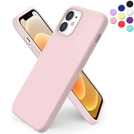 Silicone Case for iPhone 12 Mini -{Shock-Absorbent- Raised Edge Protection- Compatible with iPhone 12 Mini (5.4 inch} Light Pink Color