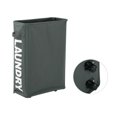 thumbnail image 1 of Corner Slim Foldable Oxford Cloth Laundry Basket Bin Mesh Drawstring Dirty Clothes Hamper with 4 Support Rods Universal Wheels--Dark Grey, 1 of 7