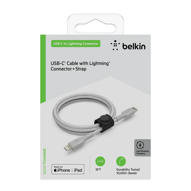 Belkin BoostCharge Nylon Braided USB C to Lightning Cable 5FT - MFi  Certified 18W Power Delivery iPhone Charger Cord - Apple Charger USB C Cable  - Fast Charging for iPhone 14, iPhone 13 - Silver 
