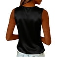 thumbnail image 4 of WULMLEO Women's Elegant Silk Satin Tank Tops Sleeveless Cowl Neck Dressy Casual Blouses Black XL, 4 of 6