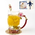 thumbnail image 1 of Taza de té AISVELDY Flower de vidrio transparente con cuchara, 1 of 7