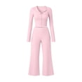 thumbnail image 7 of Womens Pajama Sets 2 Piece Outfits Matching Lounge Set Cozy Knit Pajamas Loungewear Fall Winter Clothes Long Sleeve Top Wide Leg Pants Sleepwear, 7 of 7