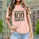 thumbnail image 3 of Camiseta informal de mujer con estampado de corazones de San Valentín, cuello redondo y manga corta: tejido suave, diseño adorable para San Valentín o para el día a día, 3 of 5