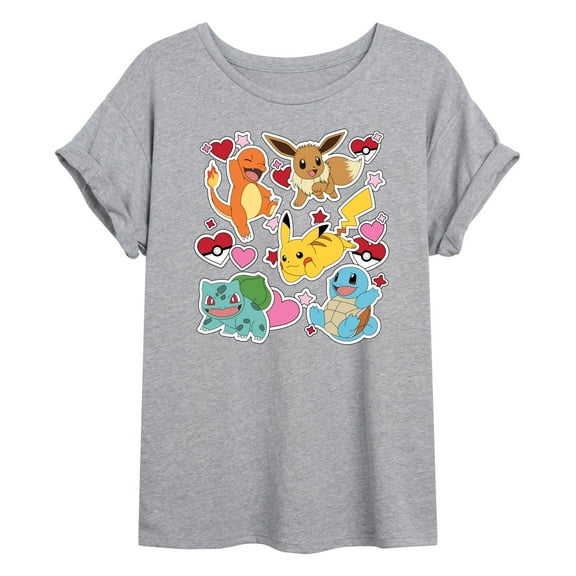 Pokémon - Valentine's Day Heart Sticker - Women's Oversized Graphic T-Shirt