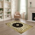 thumbnail image 2 of ODIKA 4'x6' Washable Area Rug Music Note Sepia Tone Vinyl Record Retro Sound Motif Round Movie for Dorm Room, Small Living Stain Resistant Low Profile, Easy Care, 2 of 7