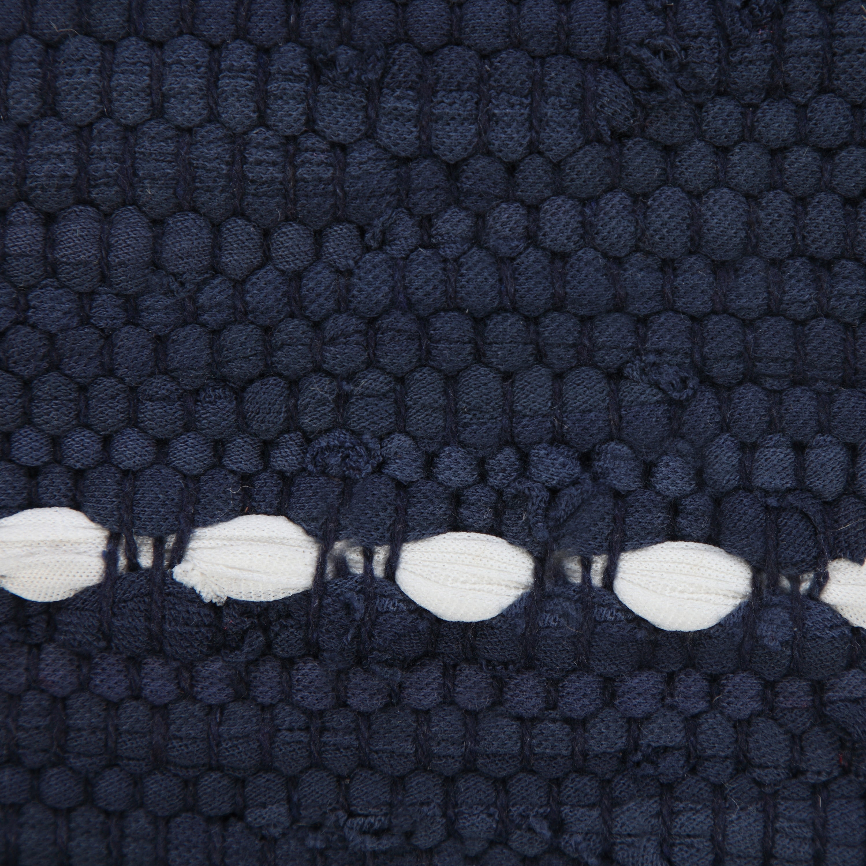 Ox Bay Ringo 20" x 20" Navy Blue/White Jute Bordered Striped Cotton Adult Decorative Throw Pillow